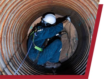 Worker in a confined space.