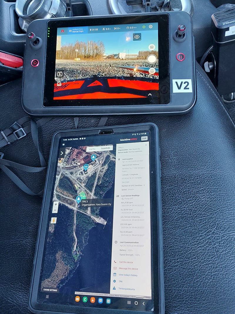 Blackline Live-Software in Verbindung mit einer Gasdetektionsdrohne